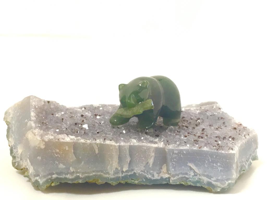 1" Jade Bear on Amethyst