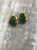 Jade and Gold Oval Stud Earrings