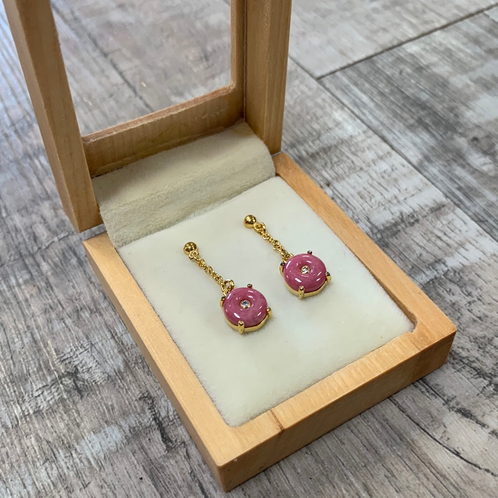 Rhodonite Circle Dangle Earrings