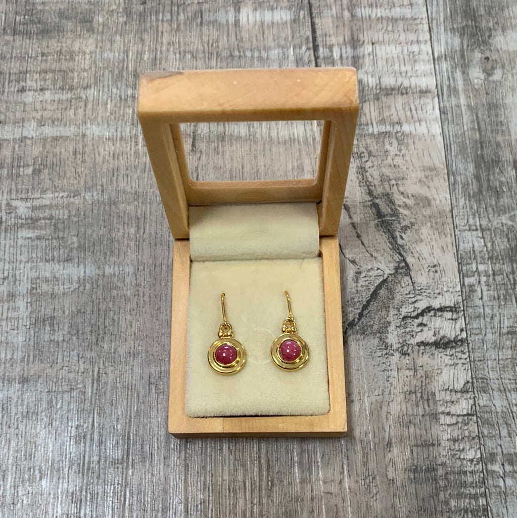 Rhodonite Circle Dangle Earrings