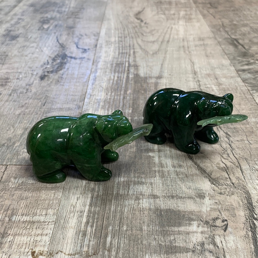 Jade bear with salmon