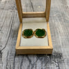 Faceted jade rectangle studs