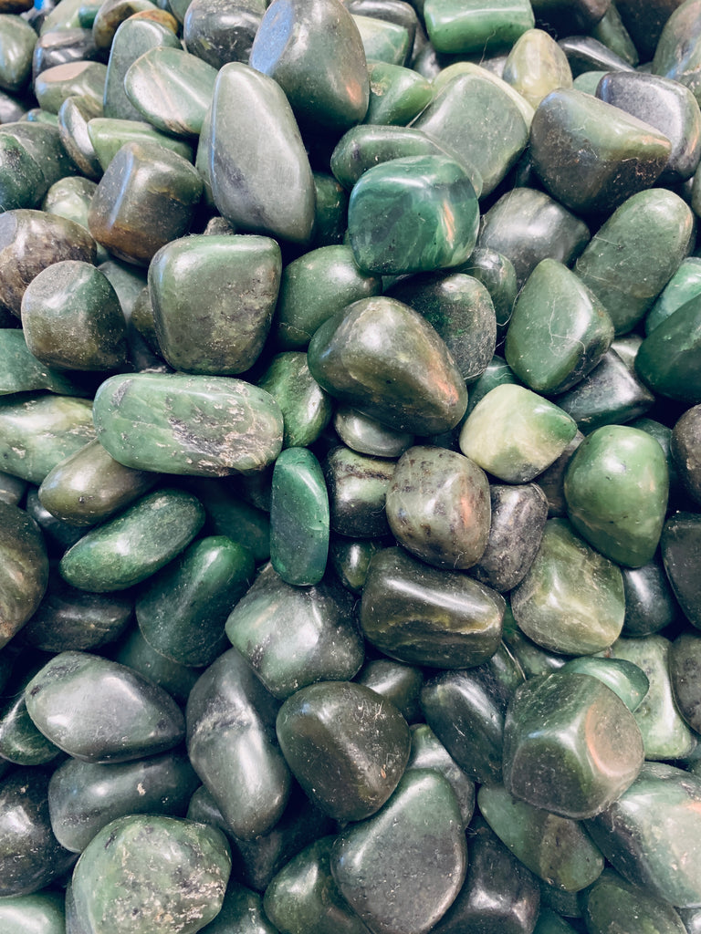 Tumbled -glossy and matte polished jade, sold by the piece