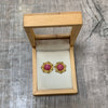 Hematite and Rhodonite Flower Studs