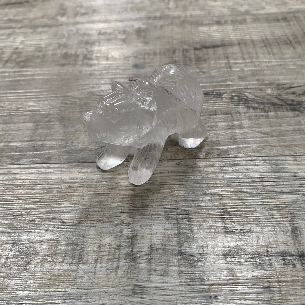 Tigers eye and Clear Quartz Grizzly Bear