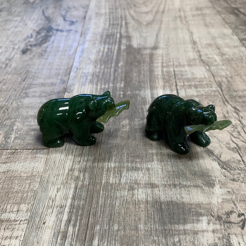 Jade bear with salmon