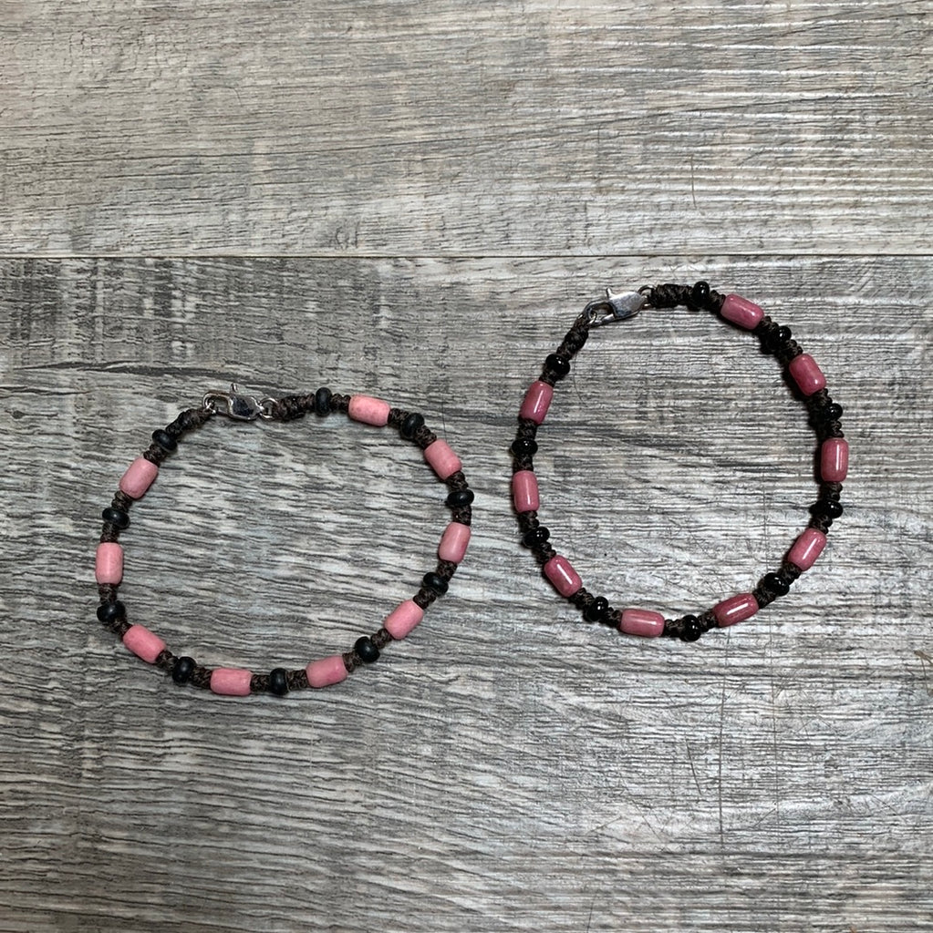 Rhodonite and black jade bracelet