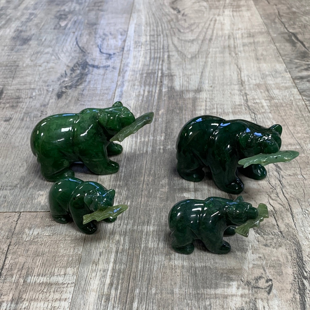 Jade bear with salmon