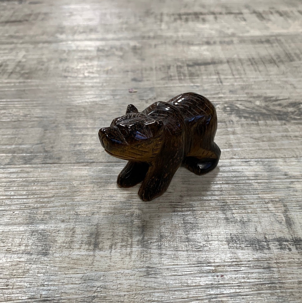 Tigers eye and Clear Quartz Grizzly Bear