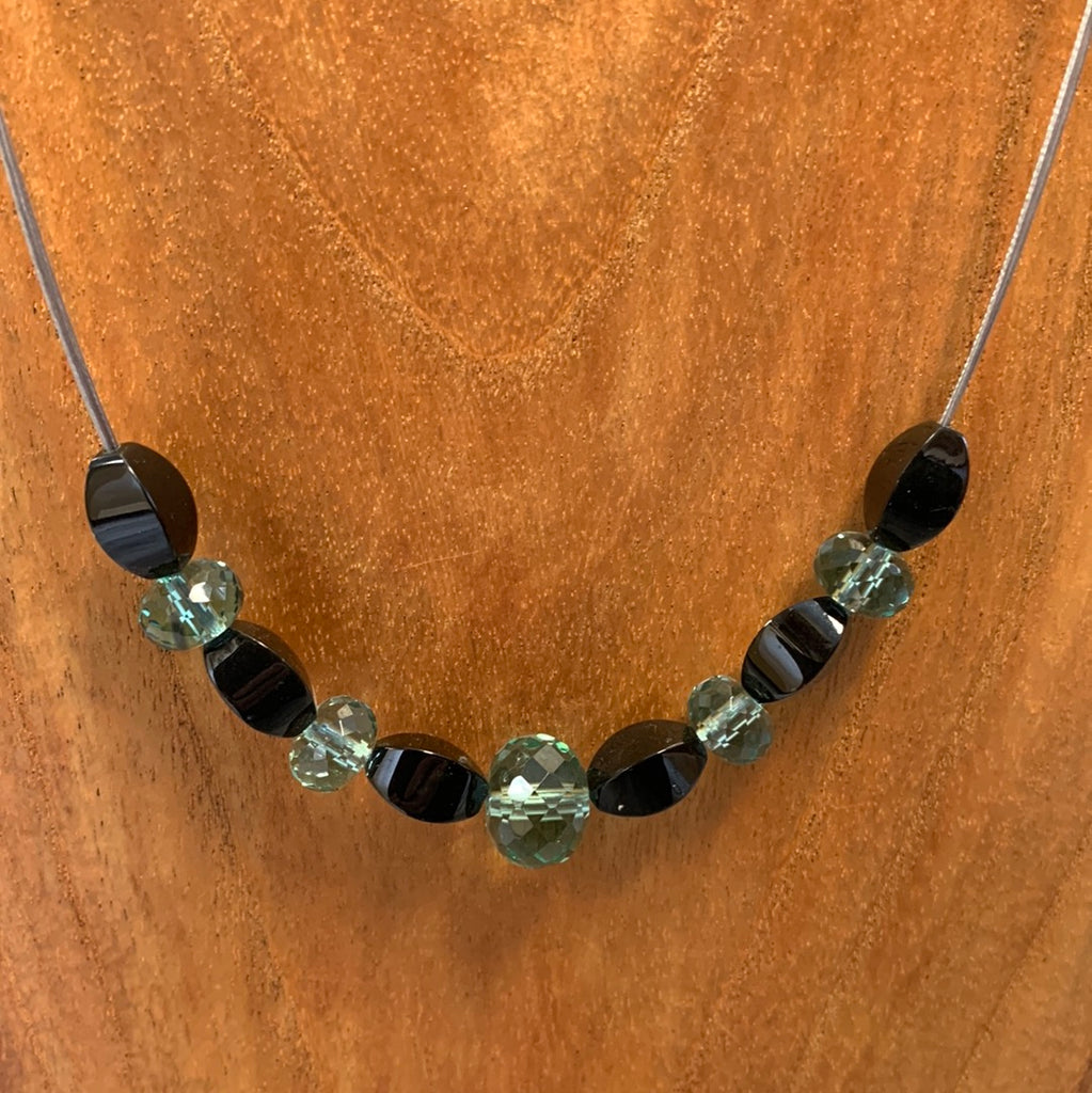 Black Jade and Facetted Obsidian Beads