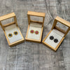 Hematite and Rhodonite Flower Studs